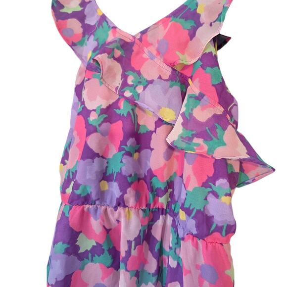 THE CHILDREN'S PLACE XXL16 Purple Pink Abstract Spring Floral Ruffle Dress - Picture 4 of 8